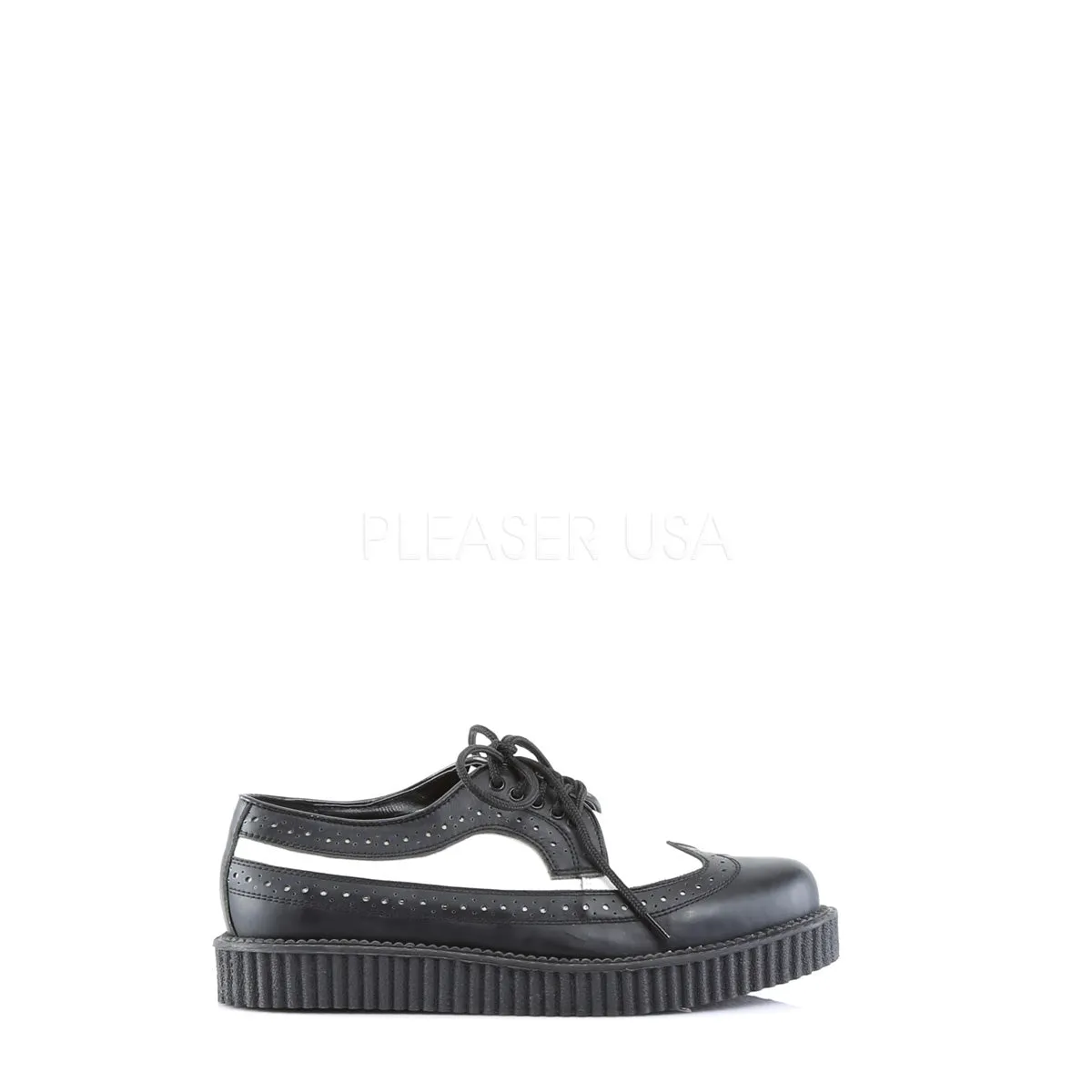 CREEPER-608  Black-White Leather
