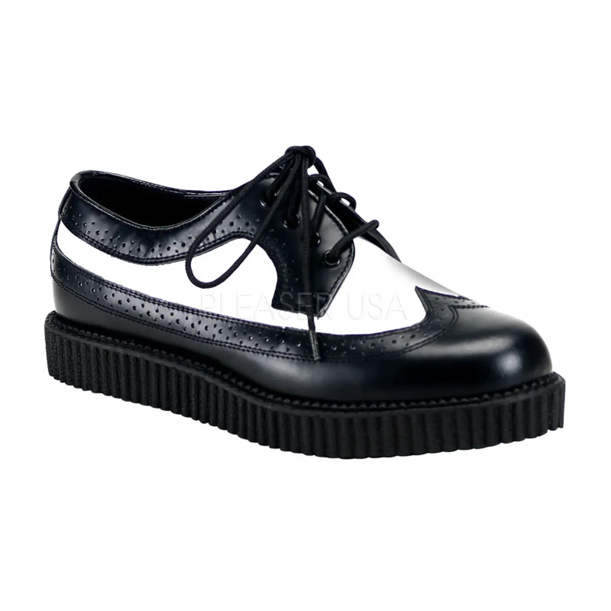 CREEPER-608  Black-White Leather