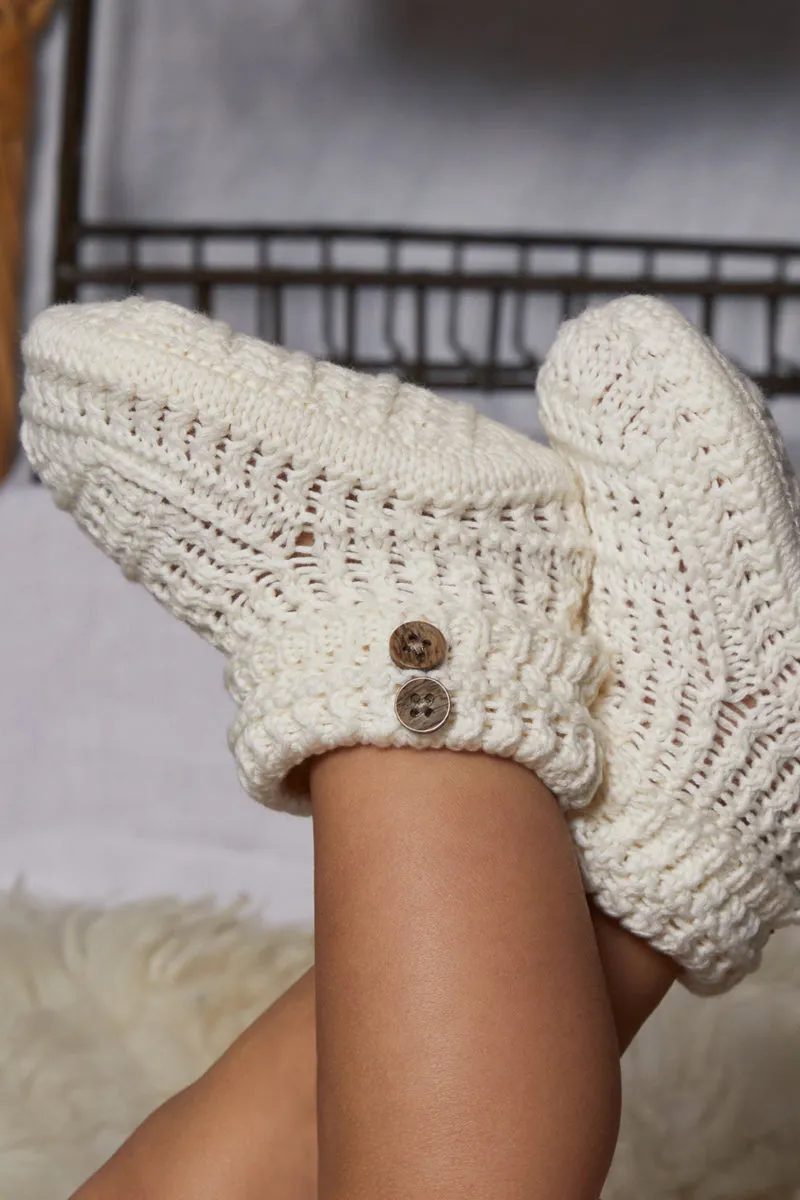 Crochet Cotton Booties, cream