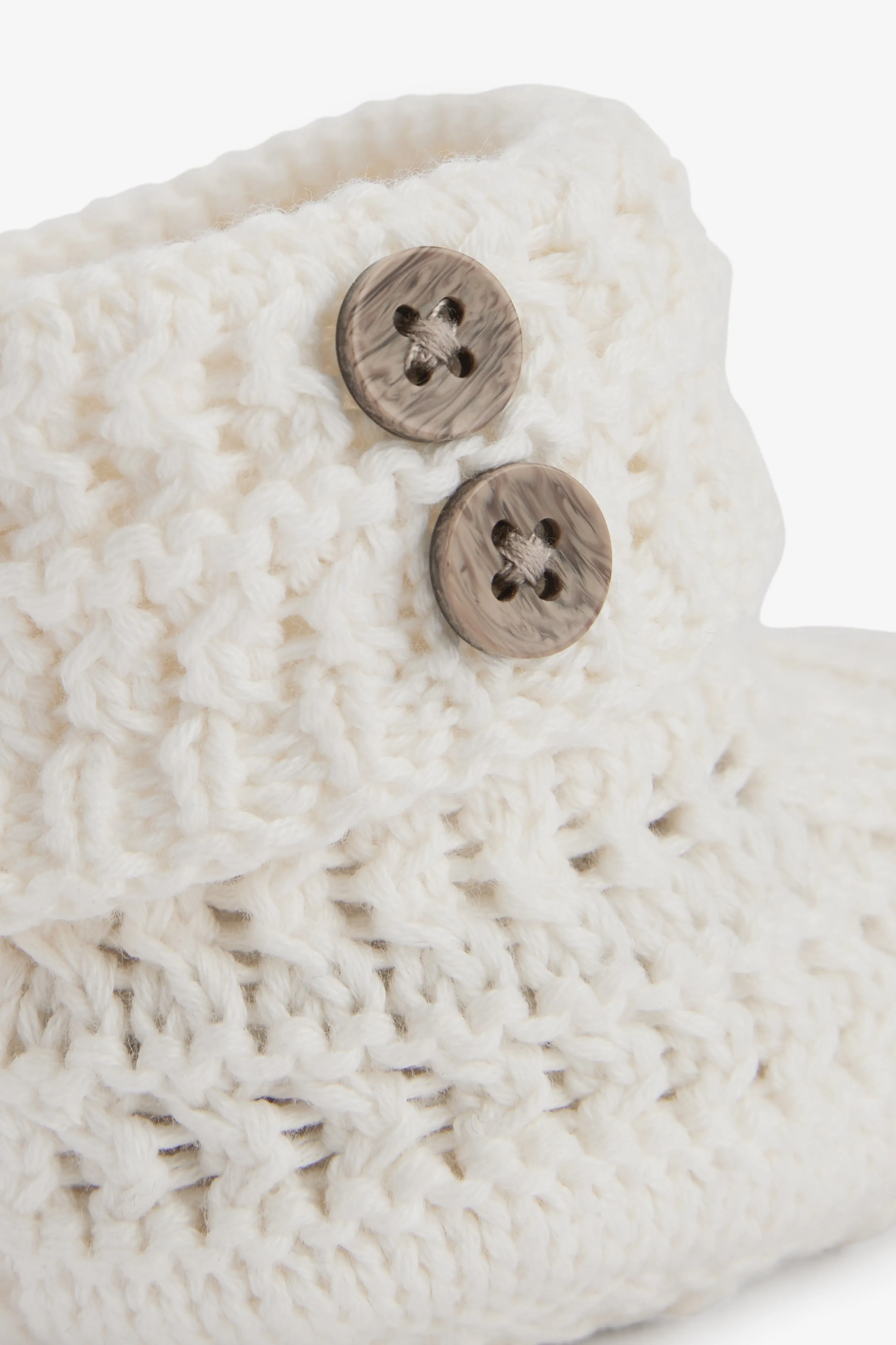 Crochet Cotton Booties, cream