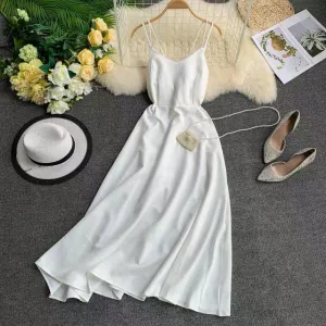 Cross Spaghetti Strap Dress with Open Back