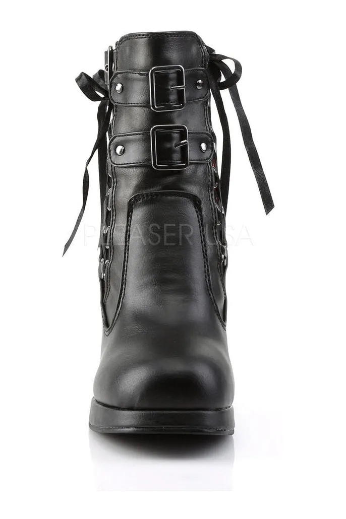 CRYPTO-51 Ankle Boot | Black Faux Leather