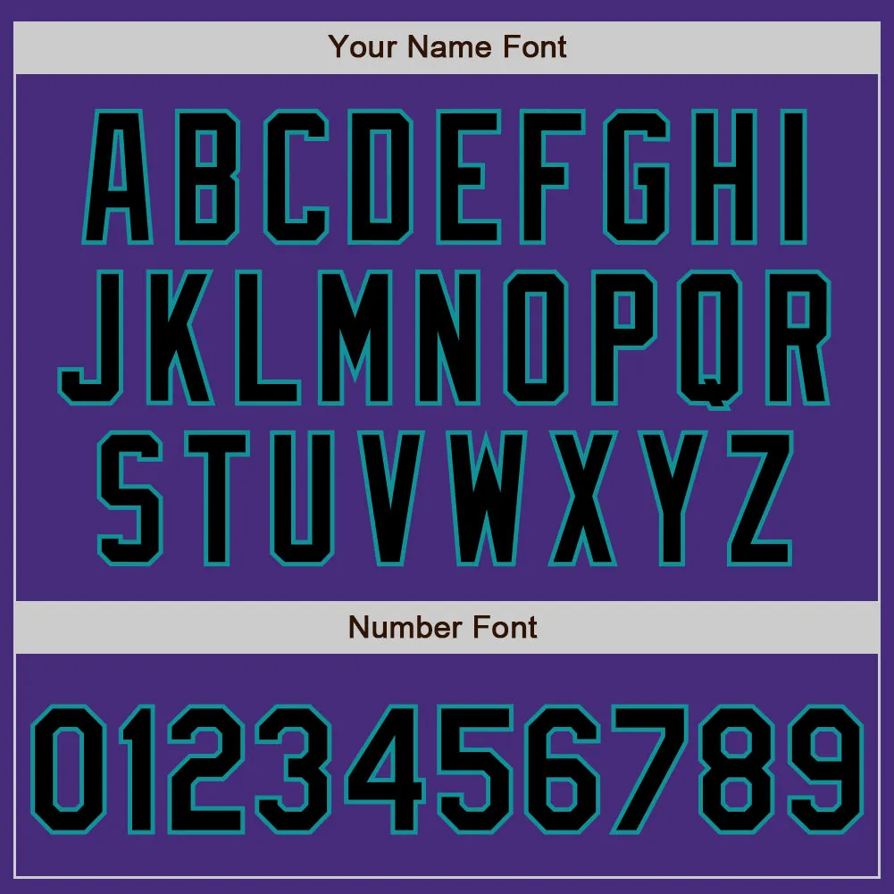 Custom Purple Black-Teal Authentic Baseball Jersey