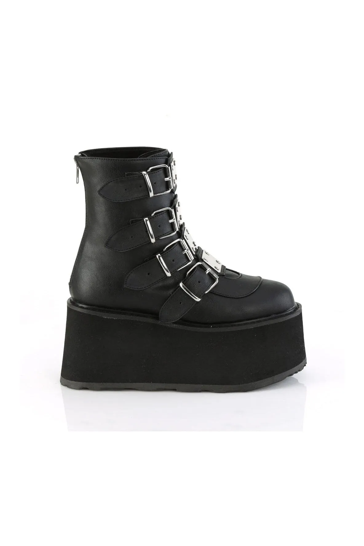 DAMNED-105 Black Vegan Leather Ankle Boot
