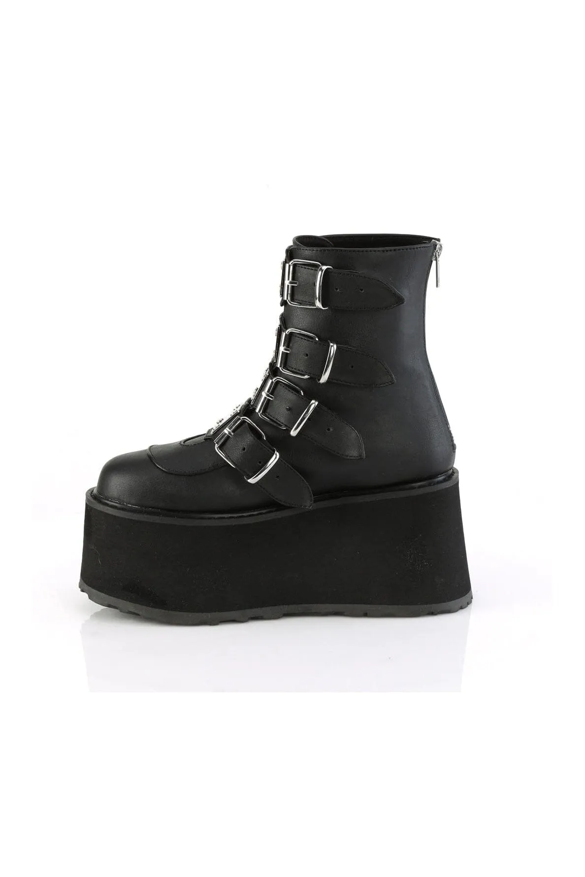 DAMNED-105 Black Vegan Leather Ankle Boot
