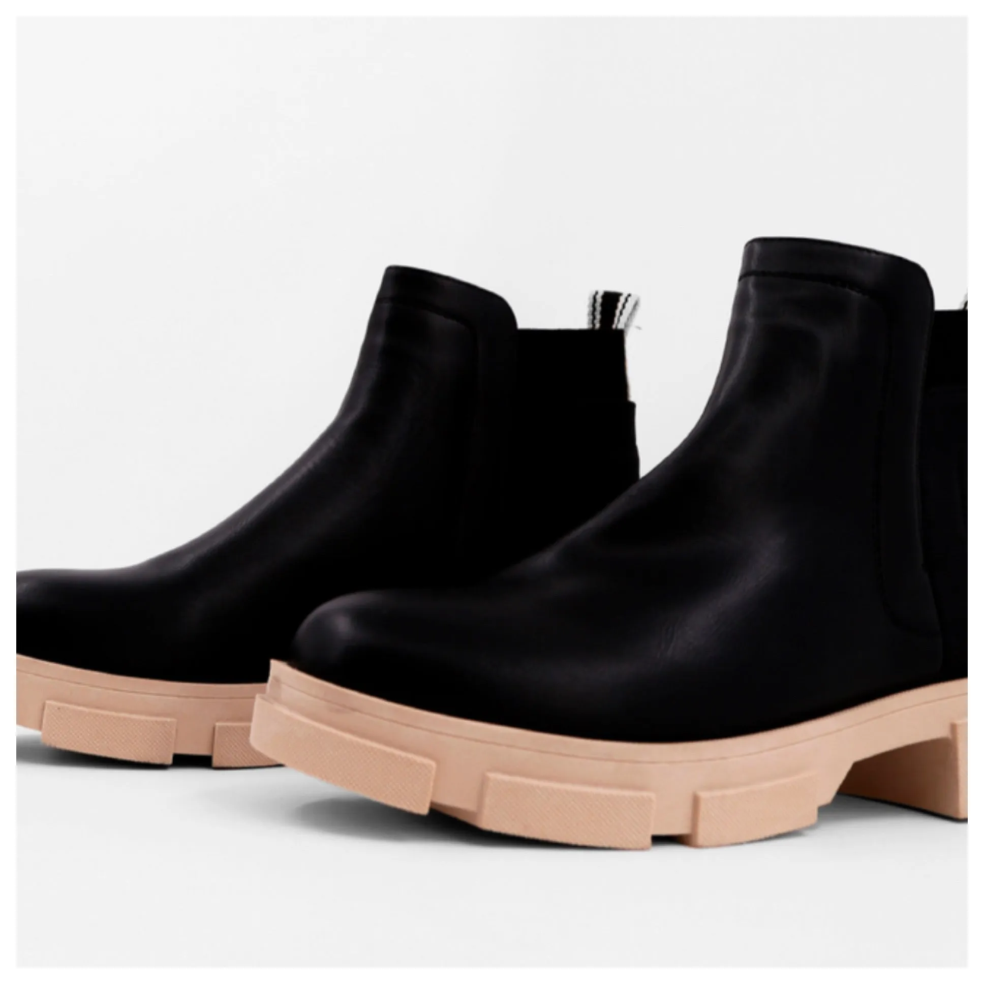 Dana Two tone Faux Leather Chunky Bootie