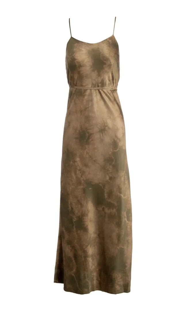 Dannijo Moss Tie Dye- Silk Tie Waisted Dress