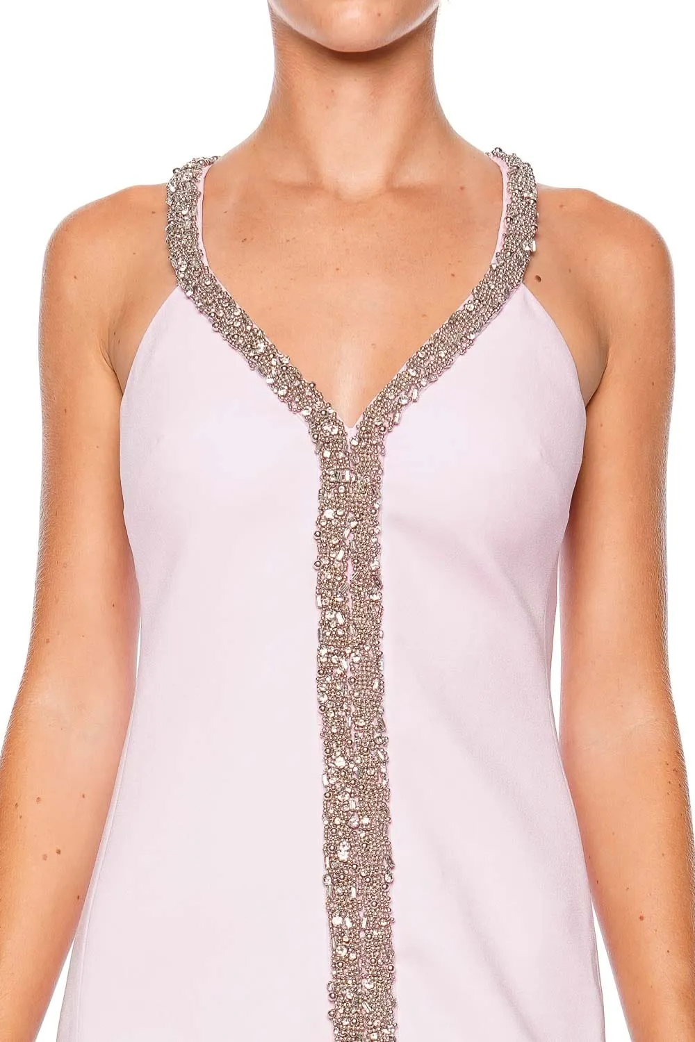 Davia Candy Pink Embellished Mini Dress
