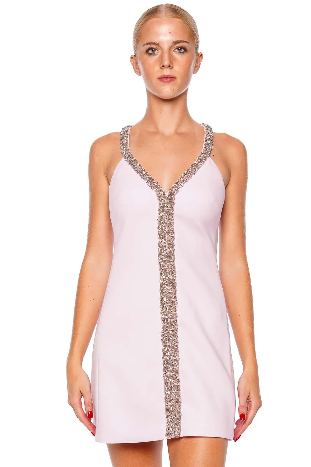 Davia Candy Pink Embellished Mini Dress