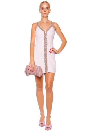 Davia Candy Pink Embellished Mini Dress