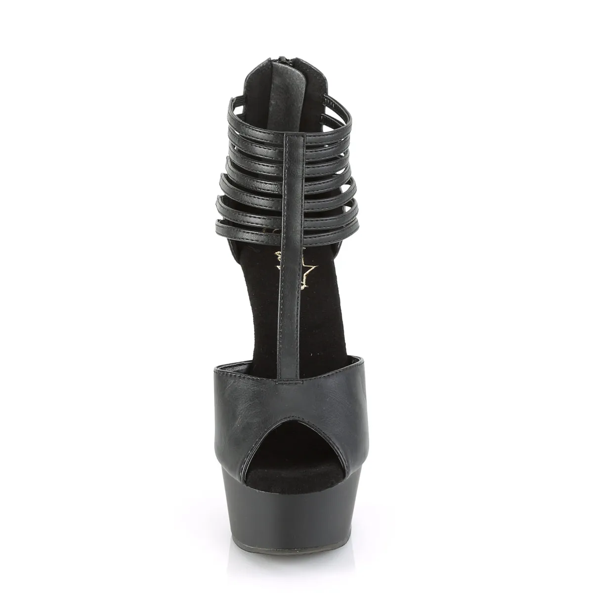 DELIGHT-626  Black Faux Leather/Black Matte