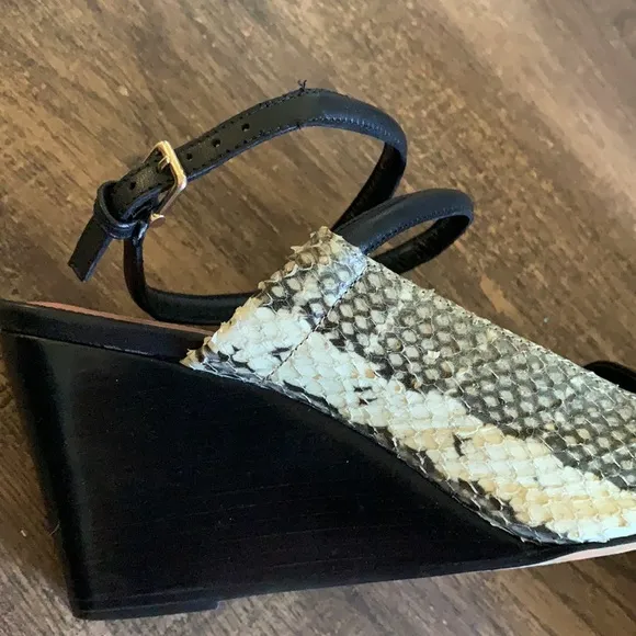 Derek Lam Black Snakeskin Leather Wedge sz 7