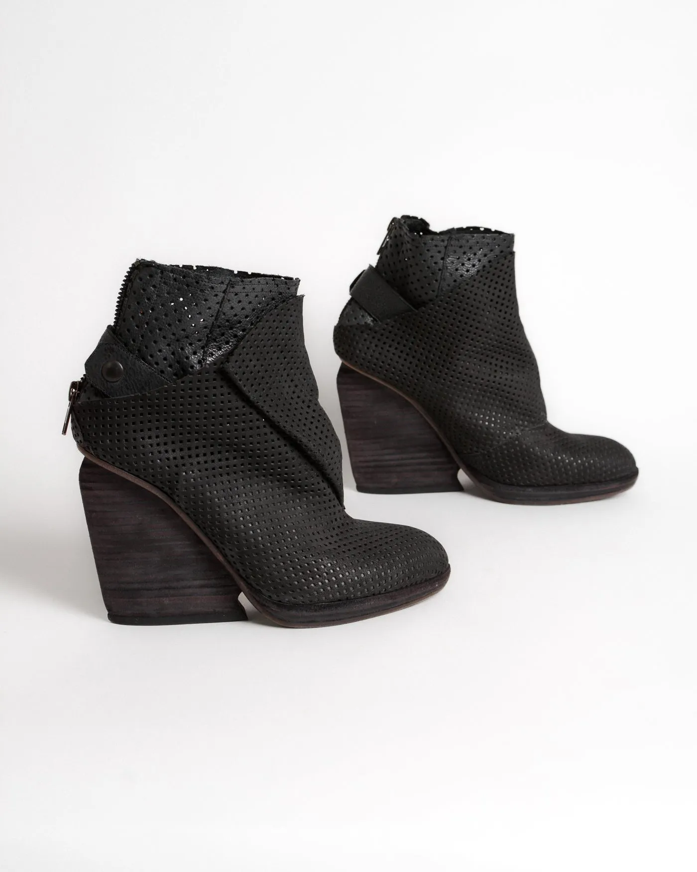 Designer Perforated Leather Booties ~ 37