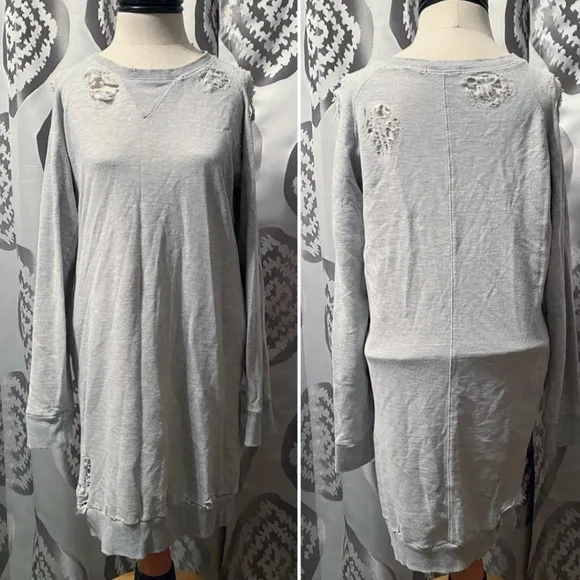 Distressed Sweatshirt Tunic Dress