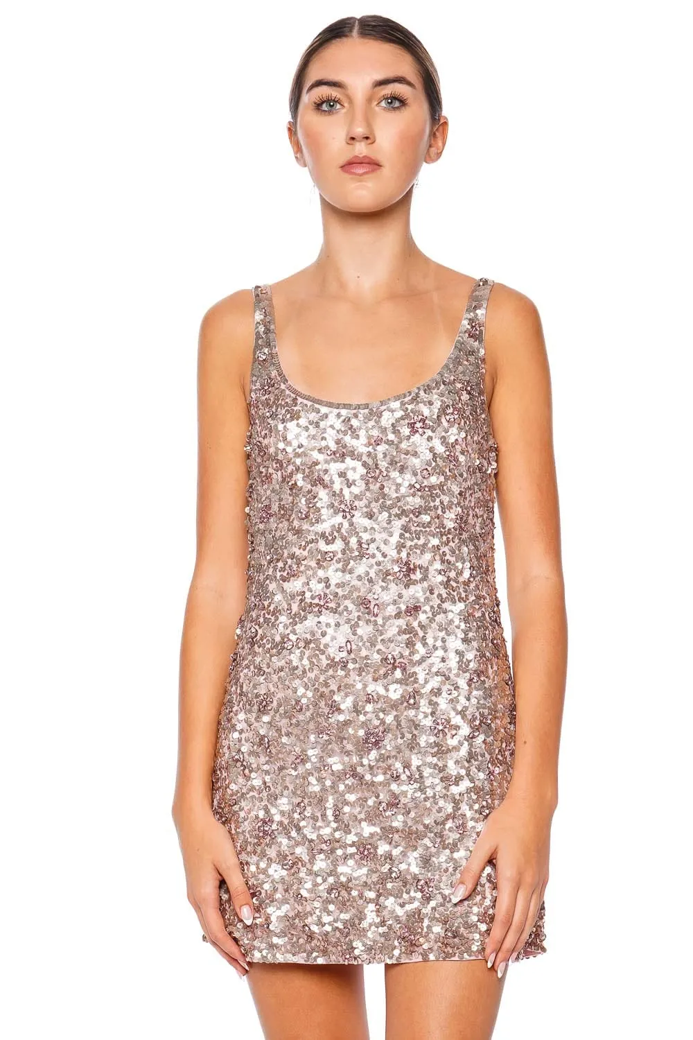 Dorrina Crystal Sequined Mini Dress