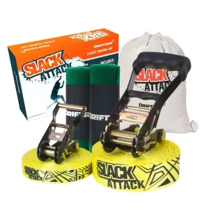 Driftsun 50ft Complete Slackline Kit with Ratchet, Training Line & Bag