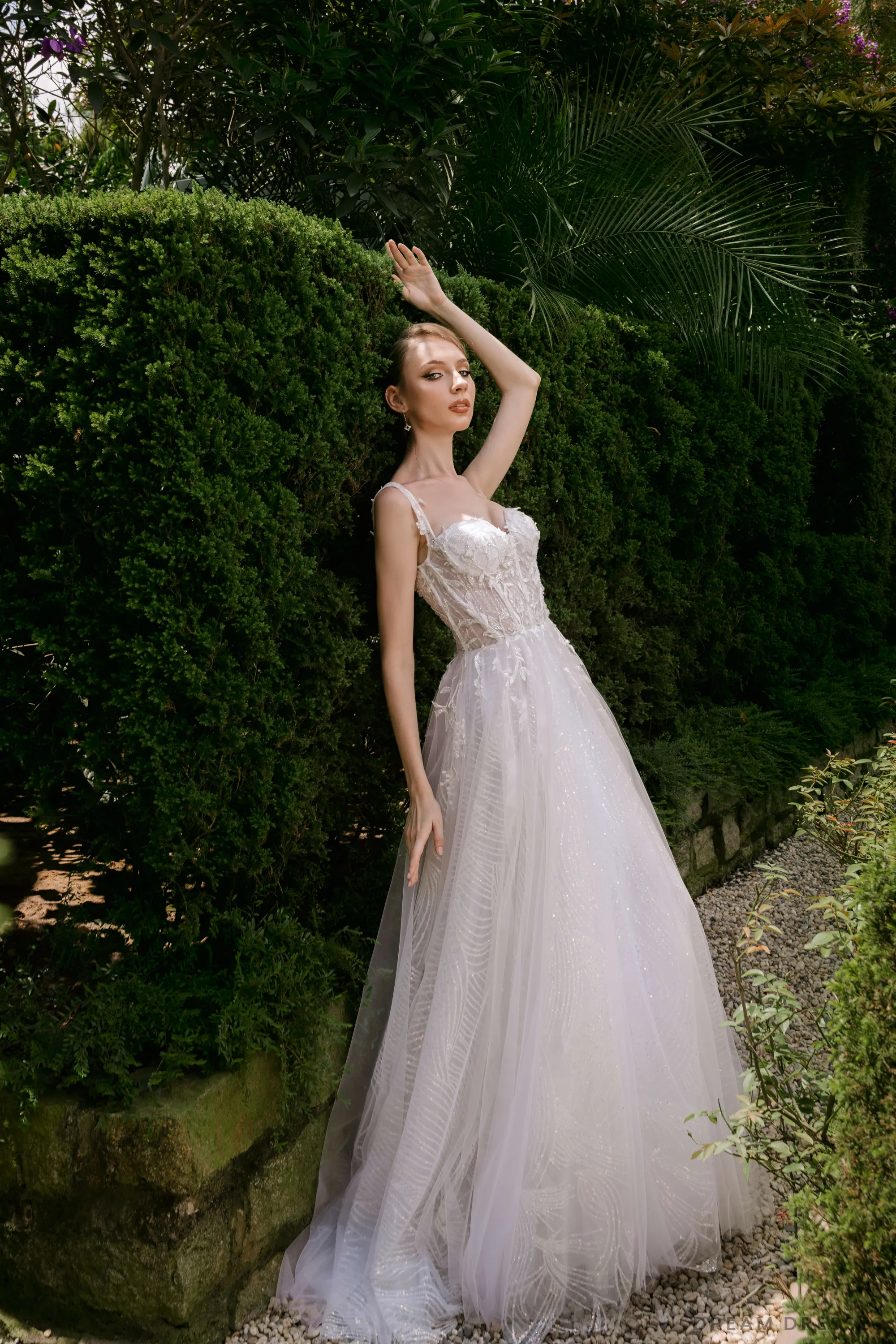 Embellished A-line Wedding Dress with Straps (#CHARLINE)