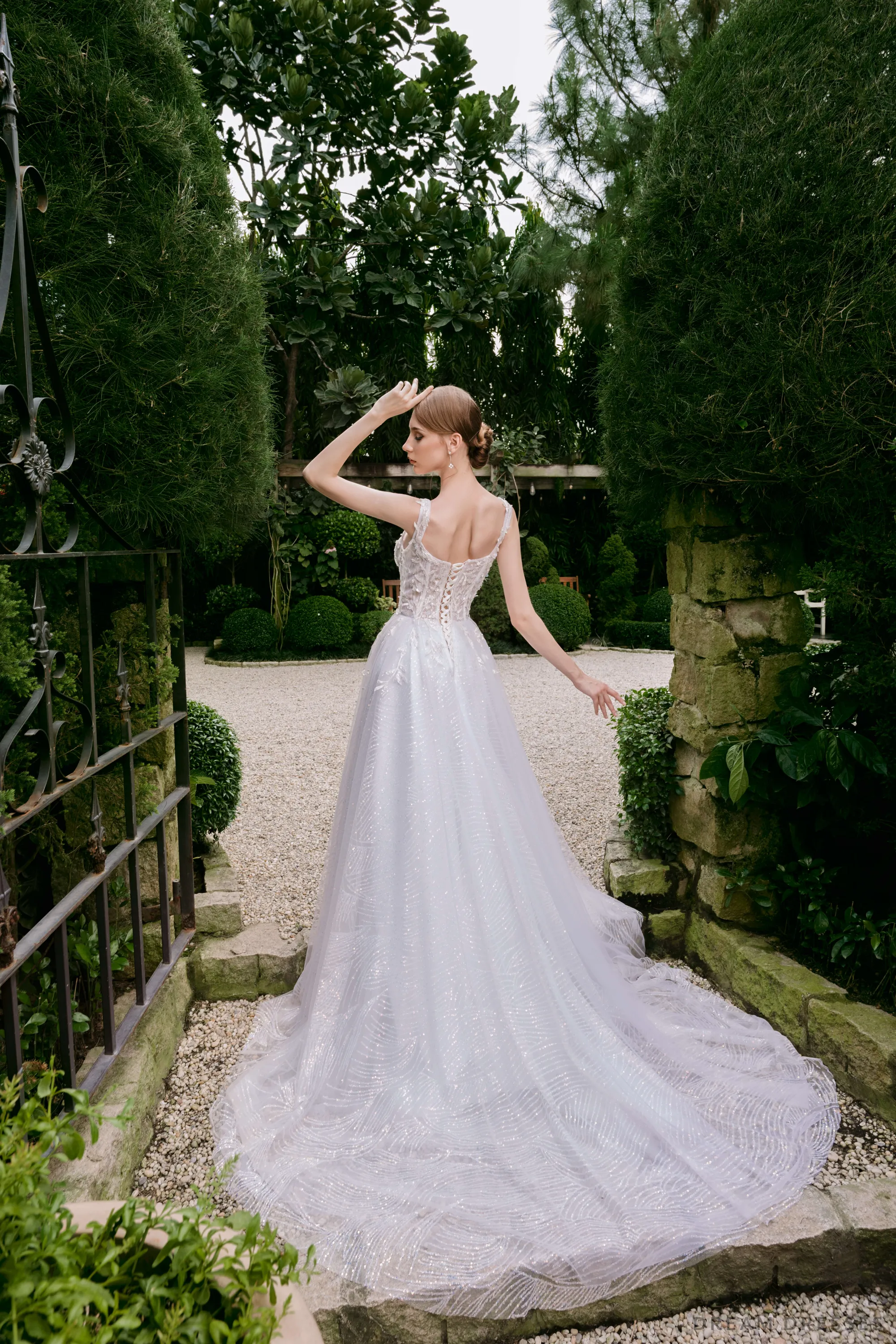 Embellished A-line Wedding Dress with Straps (#CHARLINE)
