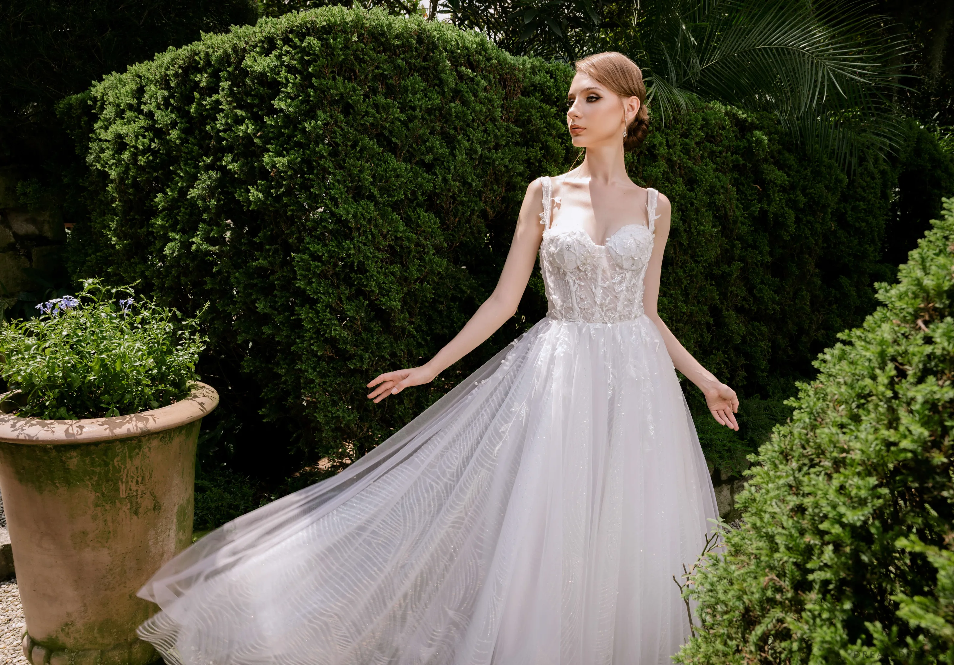 Embellished A-line Wedding Dress with Straps (#CHARLINE)