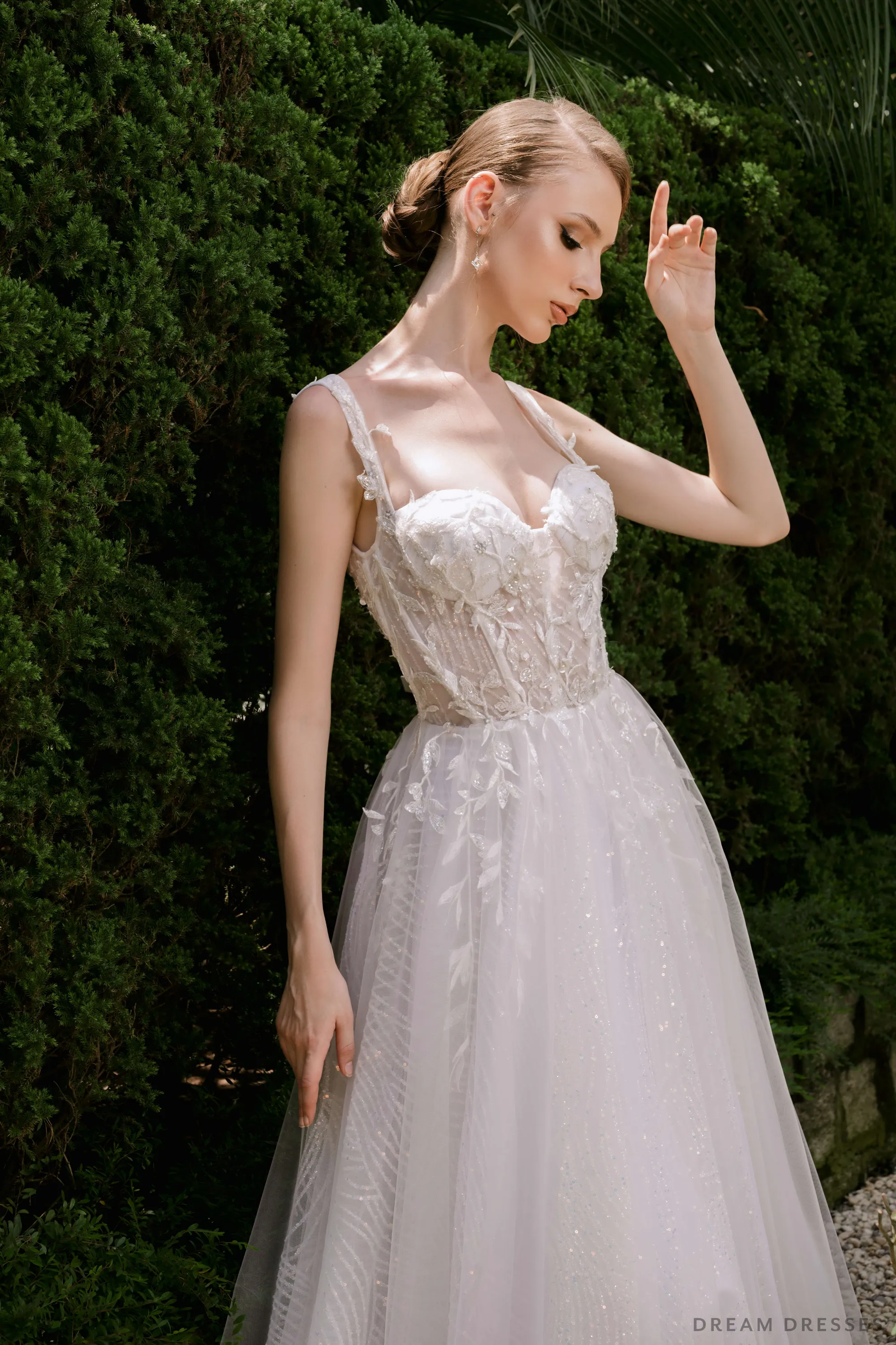 Embellished A-line Wedding Dress with Straps (#CHARLINE)