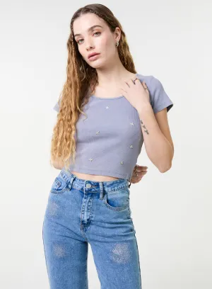 Embellished Wash Rib Top