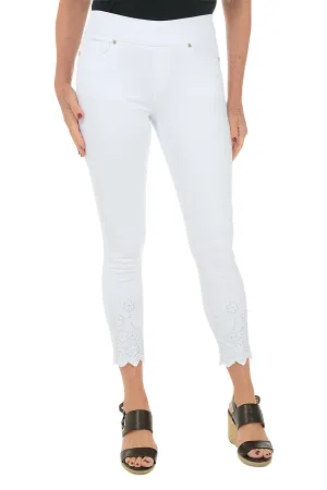 Embellished Zig Zag Hem Denim Ankle Pant
