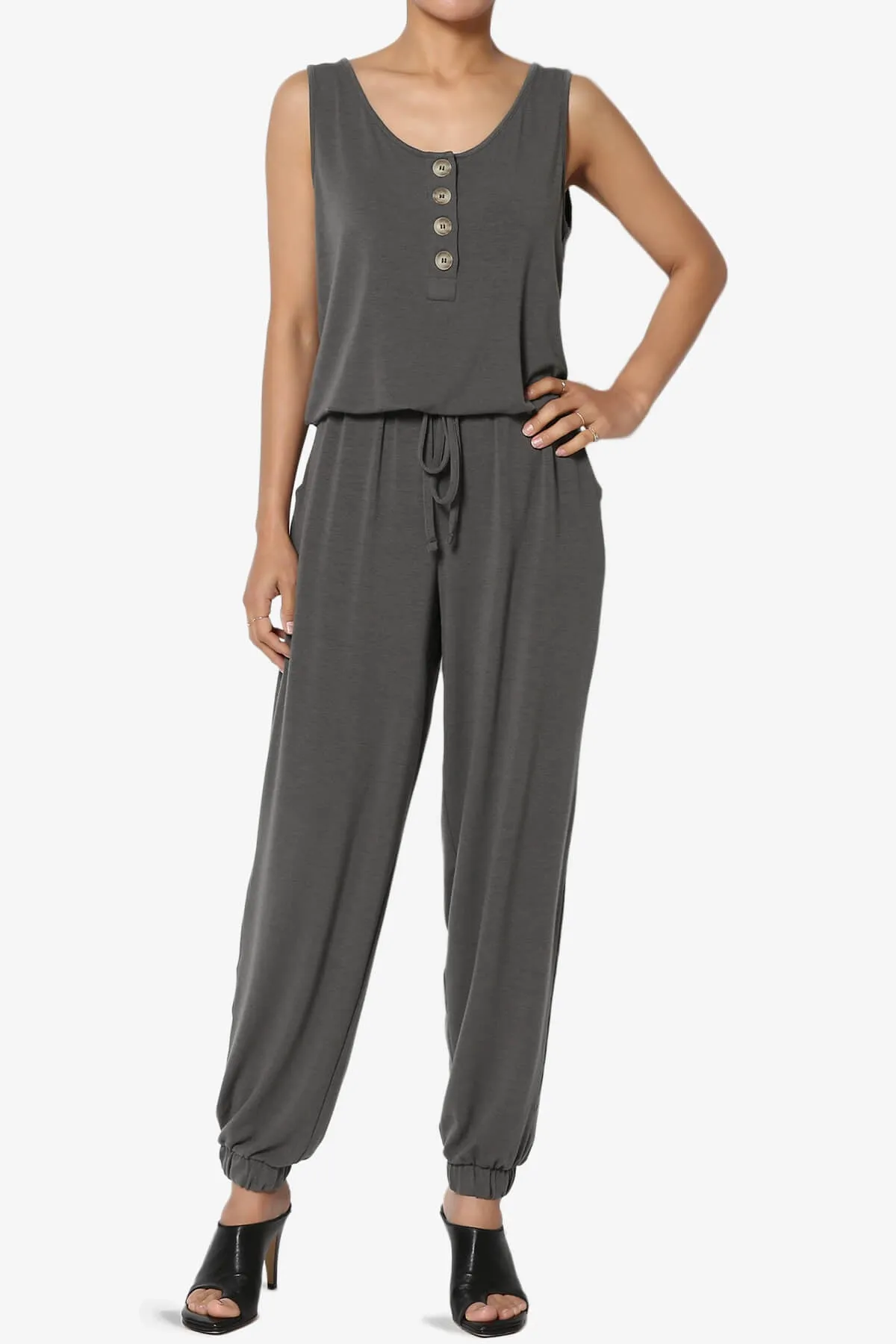 Entrada Button Scoop Neck Tank Jogger Jumpsuit