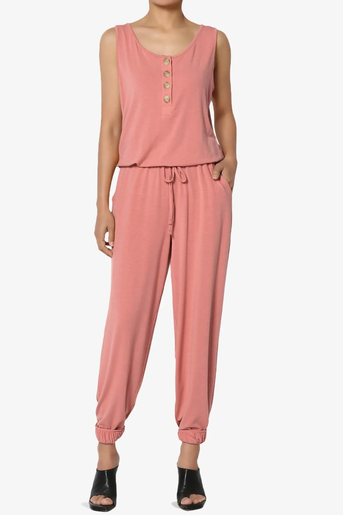 Entrada Button Scoop Neck Tank Jogger Jumpsuit