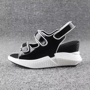 Fashion Designer Women's Summer Genuine Cowhide Leather Wedge Sandals