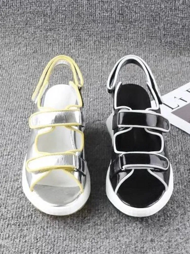 Fashion Designer Women's Summer Genuine Cowhide Leather Wedge Sandals