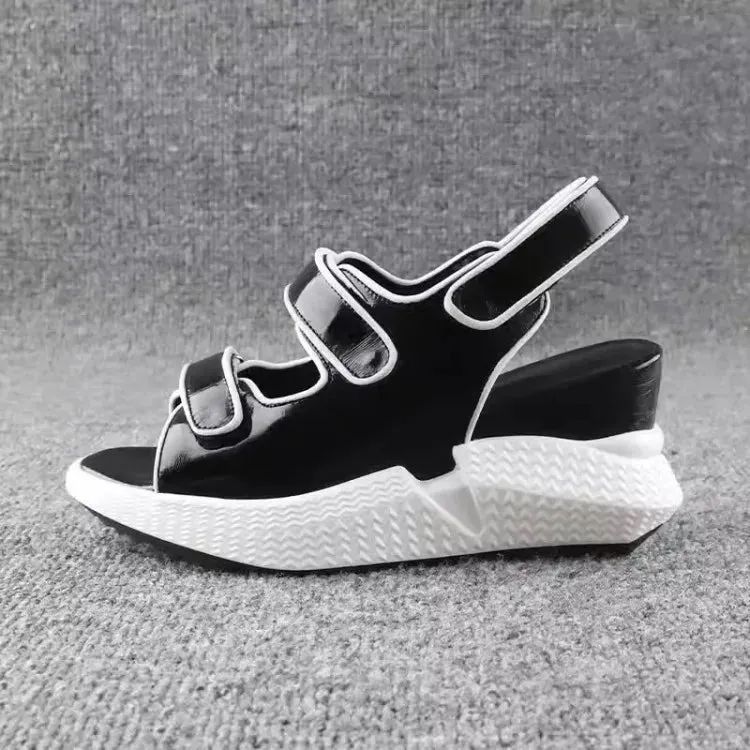 Fashion Designer Women's Summer Genuine Cowhide Leather Wedge Sandals