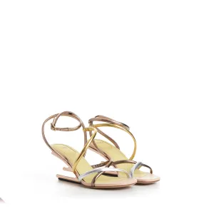Leather Ankle-Strap Wedge Sandals