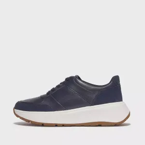FitFlop F-Mode Leather/Suede Flatform Trainers Midnight Navy