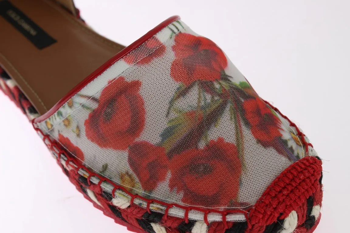 Floral Leather Espadrilles Sandals