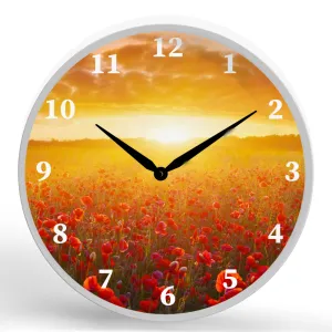 Flower Sunrise <br>Round Framed Wall Clock 11.75"