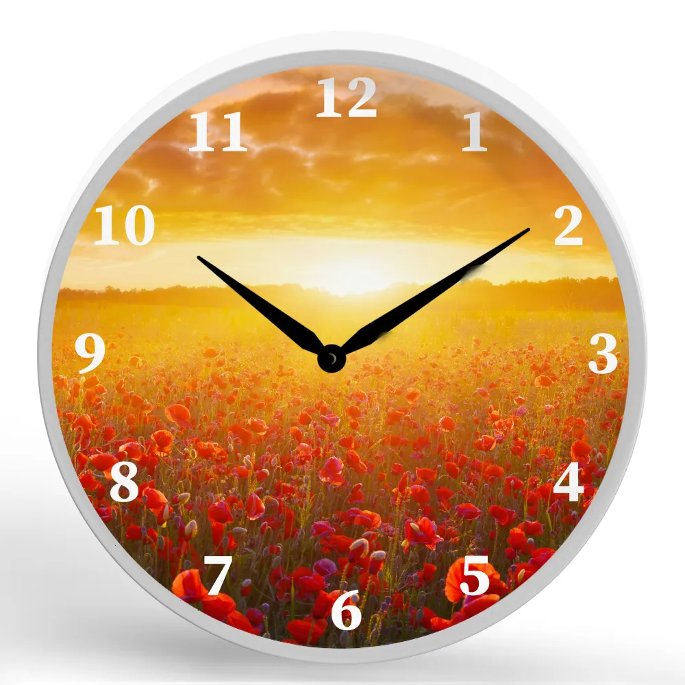 Flower Sunrise <br>Round Framed Wall Clock 11.75"