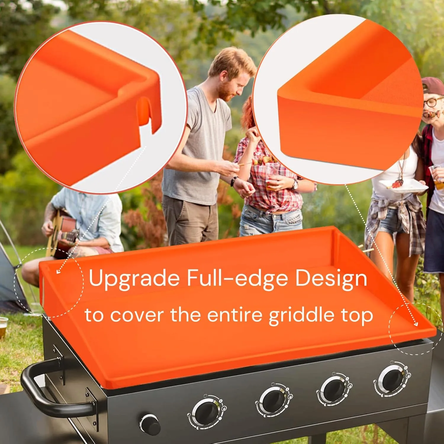 Food Grade Silicone Griddle Mat for Blackstone Grill, 22 Inch Full-Wrap Orange