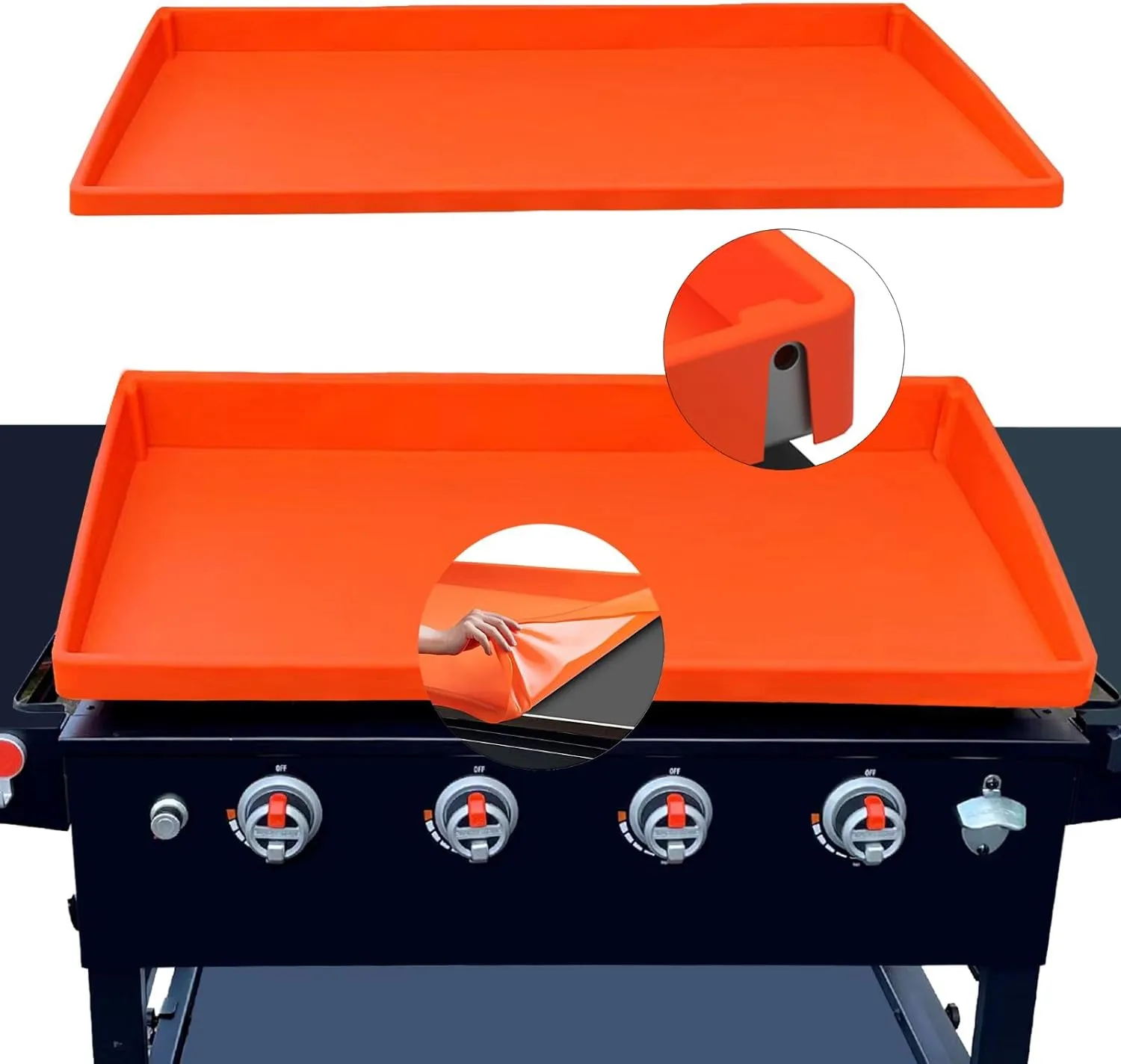 Food Grade Silicone Griddle Mat for Blackstone Grill, 22 Inch Full-Wrap Orange