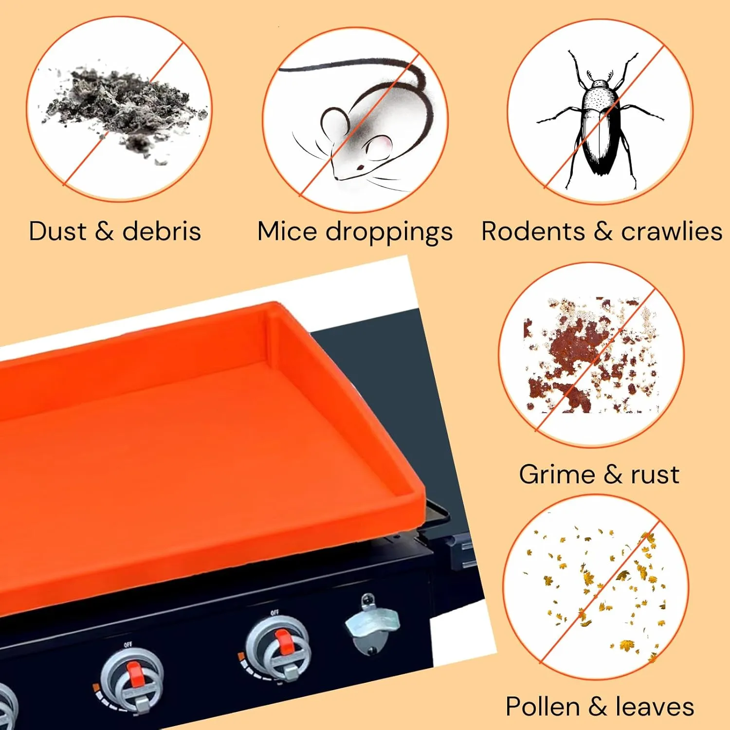 Food Grade Silicone Griddle Mat for Blackstone Grill, 22 Inch Full-Wrap Orange