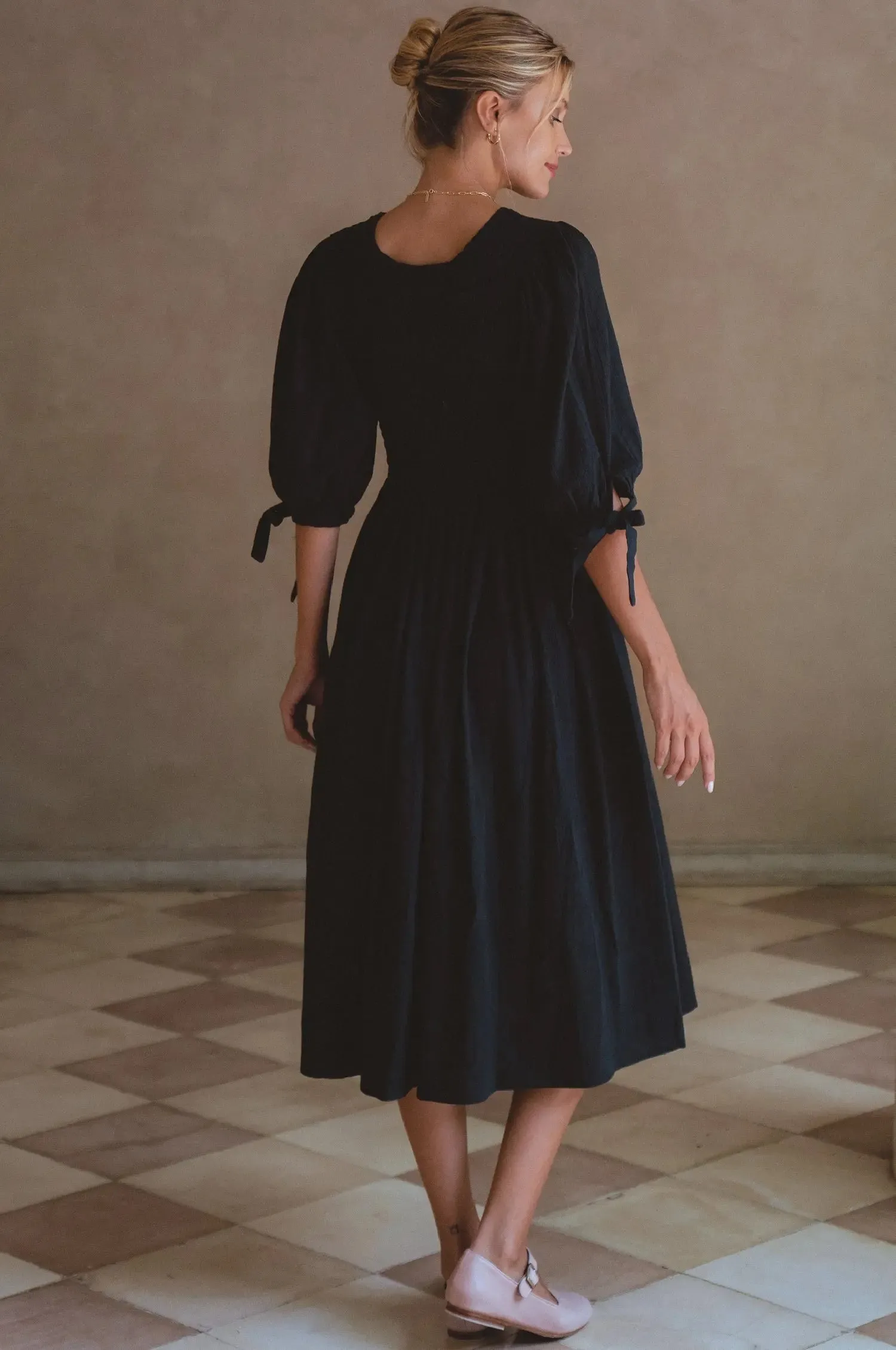 Freya Smocked Linen Midi Dress by Bali ELF