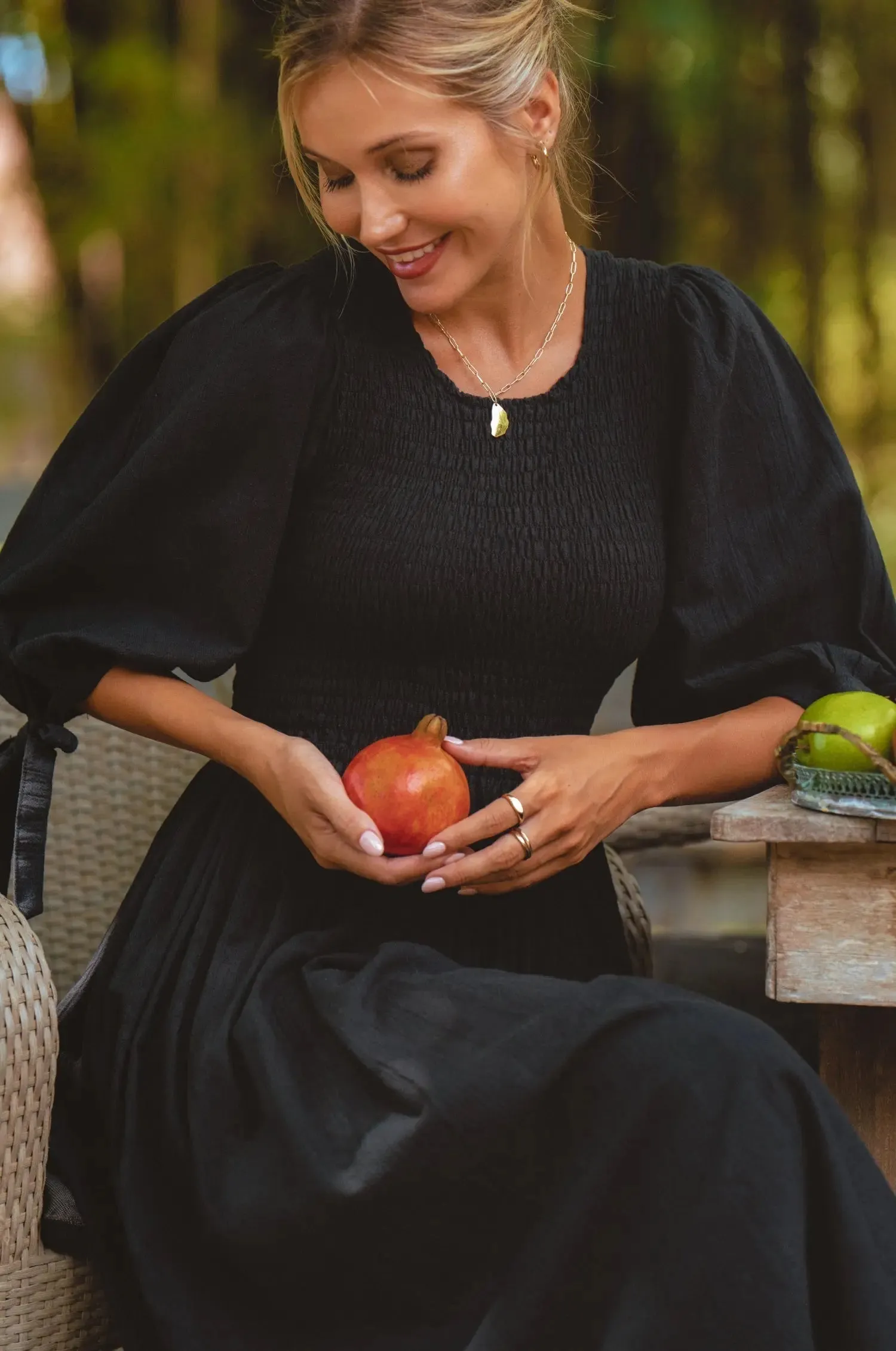 Freya Smocked Linen Midi Dress by Bali ELF