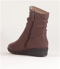 Froggie Nut Leather Ruched Ankle Boot