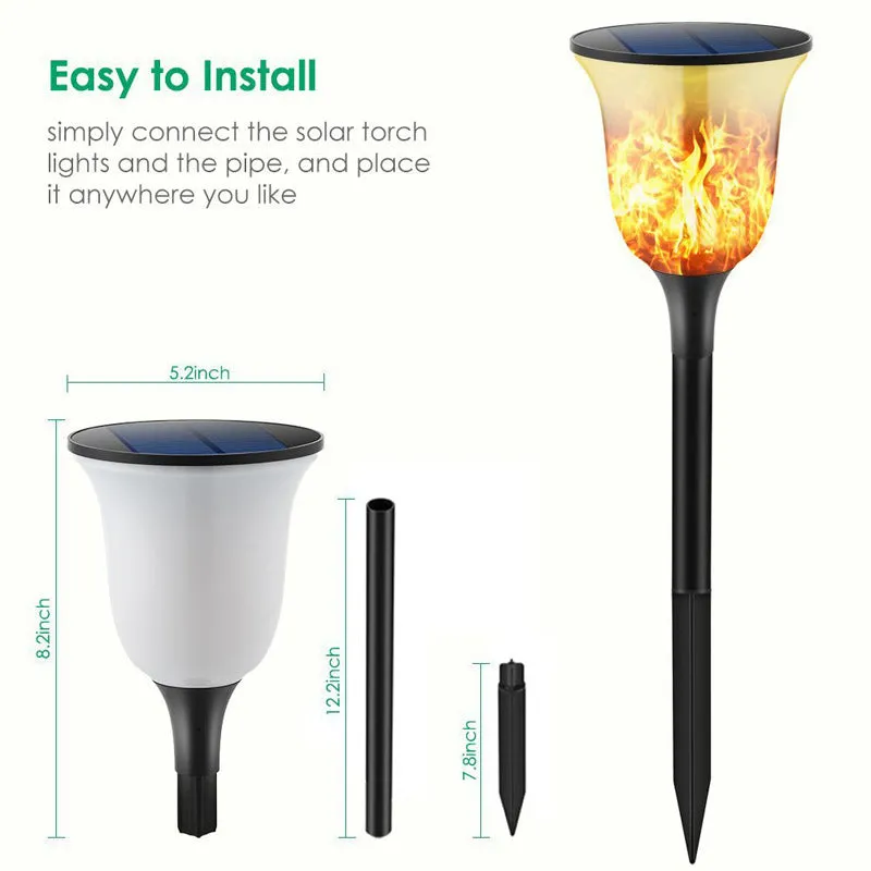 Gardi Modern Solar LED Dancing Flame Standing Classic Torch Light