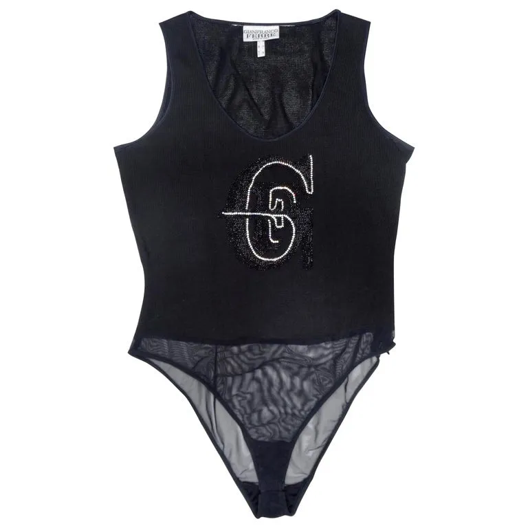 Gianfranco Ferre Embellished Logo Bodysuit