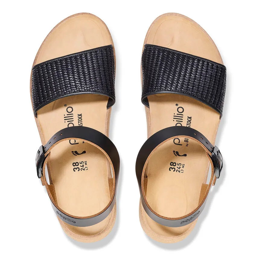 Glenda Raffia - Black Leather||Glenda Raphia - Cuir noir
