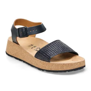 Glenda Raffia - Black Leather||Glenda Raphia - Cuir noir