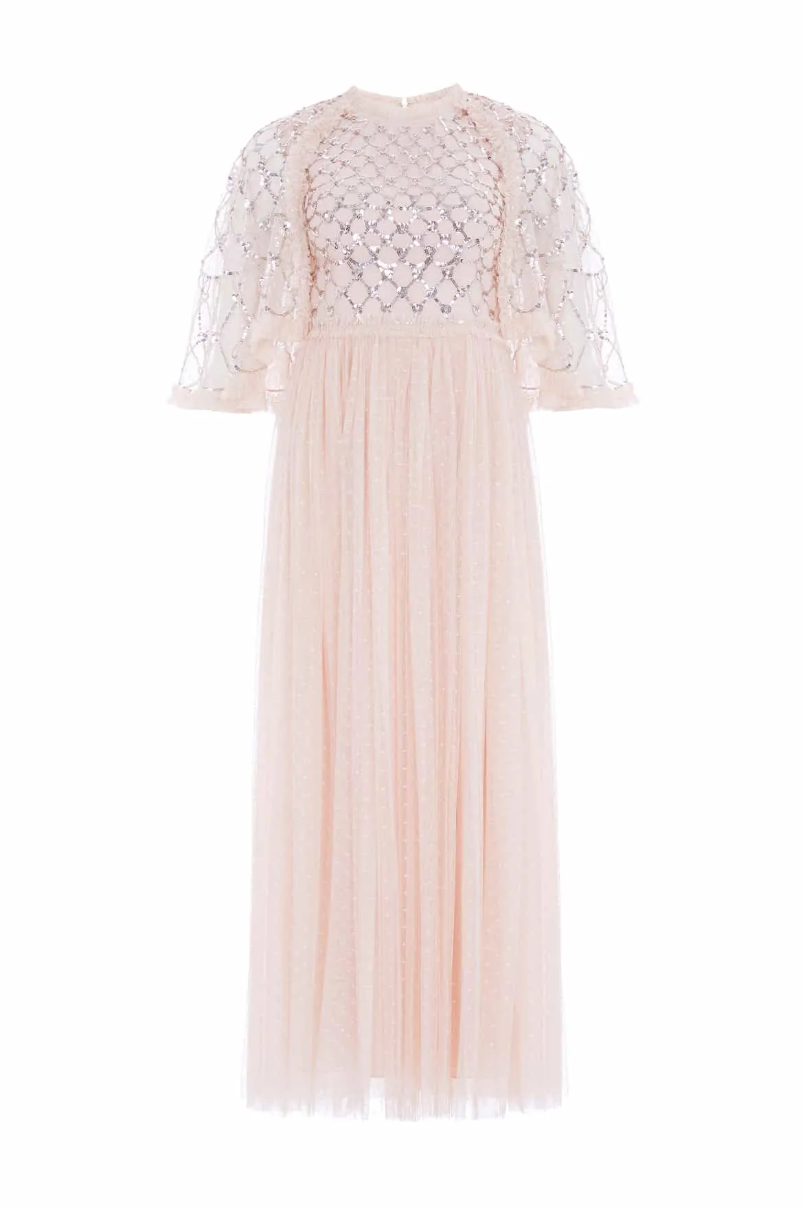Heart Lattice Bodice Cape Ankle Gown