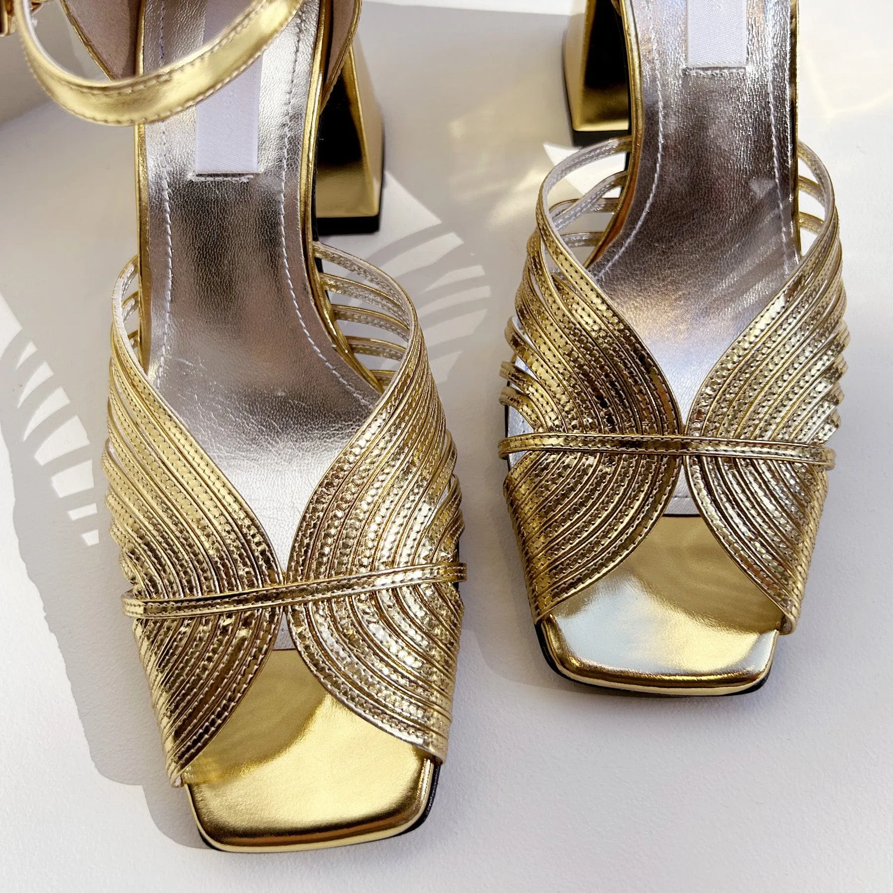 High 70's Sandal in Gold Mirror