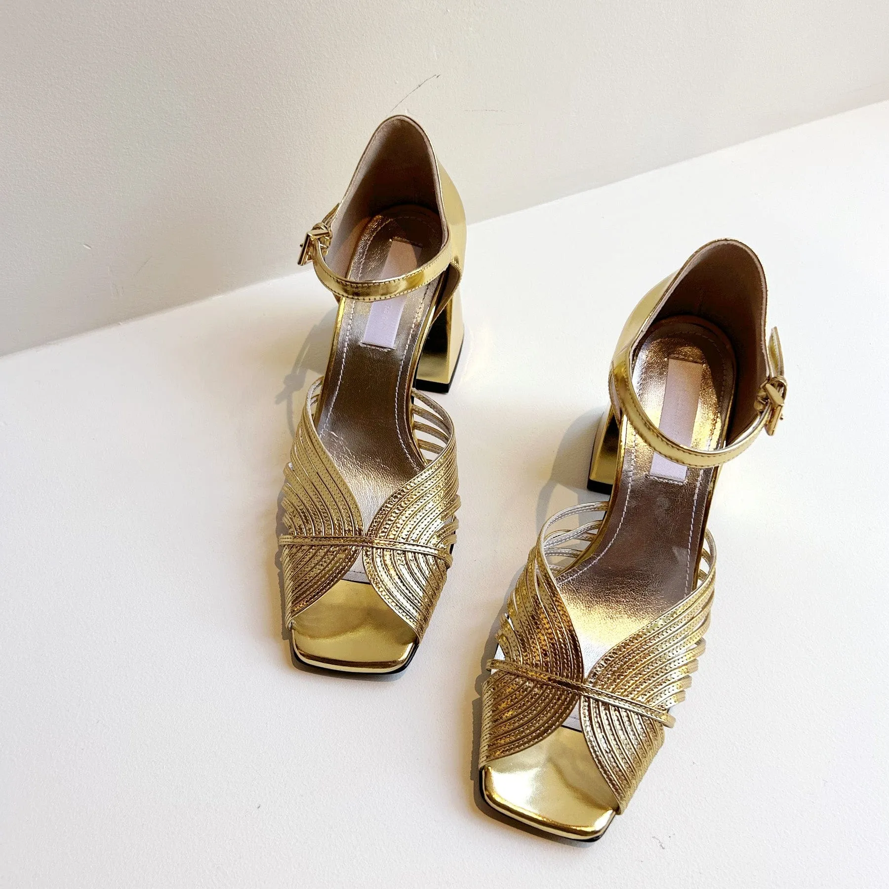 High 70's Sandal in Gold Mirror