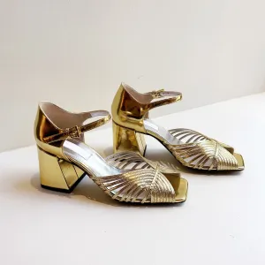 High 70's Sandal in Gold Mirror
